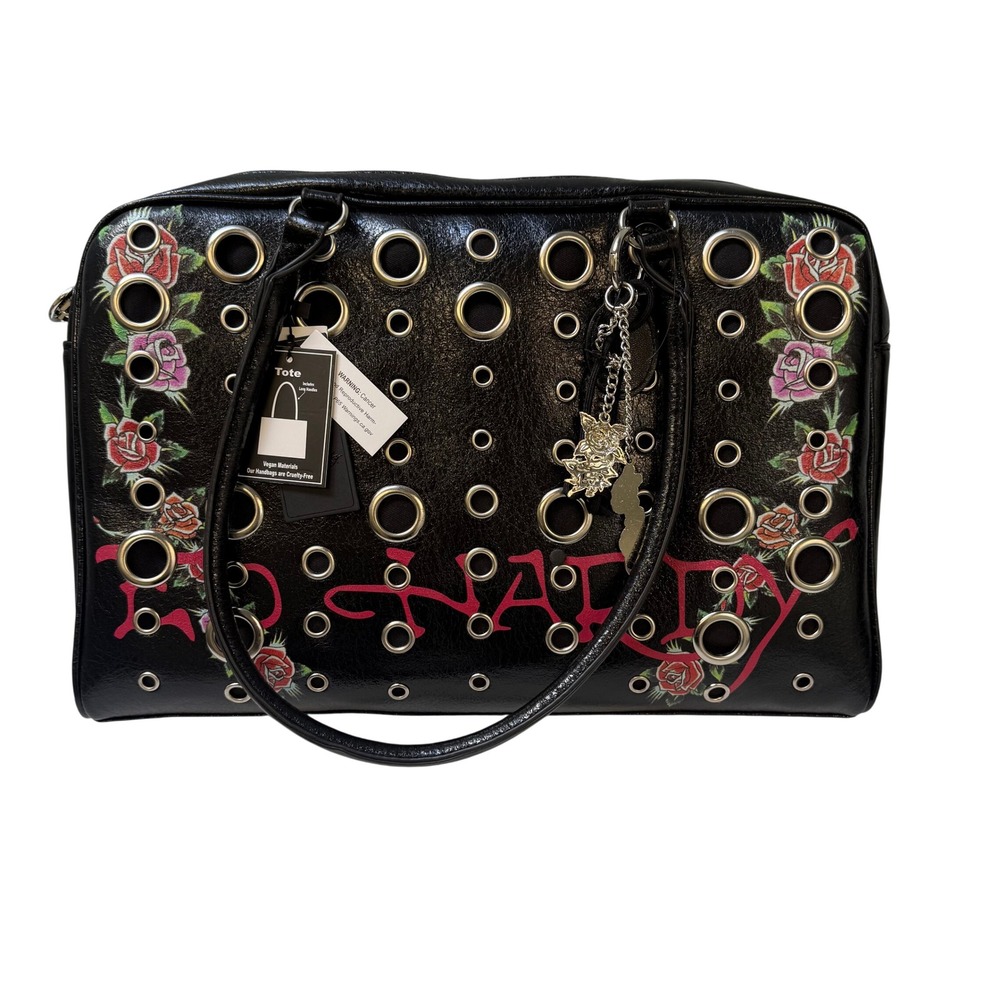 NWT Ed Hardy Black Rose Purse Studded Y2K $100 MSRP
